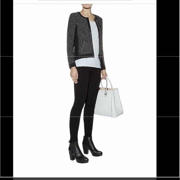 Rag & Bone Paula Knit Jacket Black Leather Trim - Picture 4 of 16